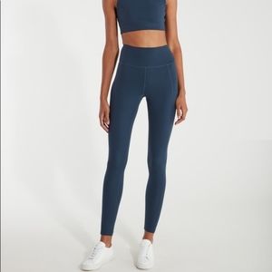 High rise full length navy blue leggings